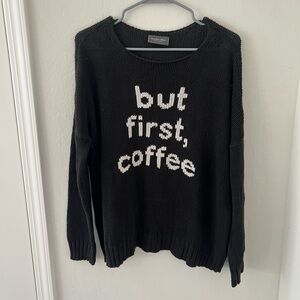 Wooden Ships Black Knit Graphic Sweater, Sz L